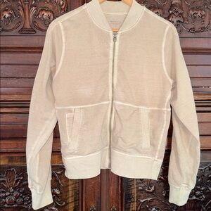 Athleta jacket soft Tan Farallon Bomber Jacket small Performance Pockets Zip